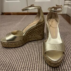 Nudista Metallic Ankle-Strap Wedge Espadrilles
